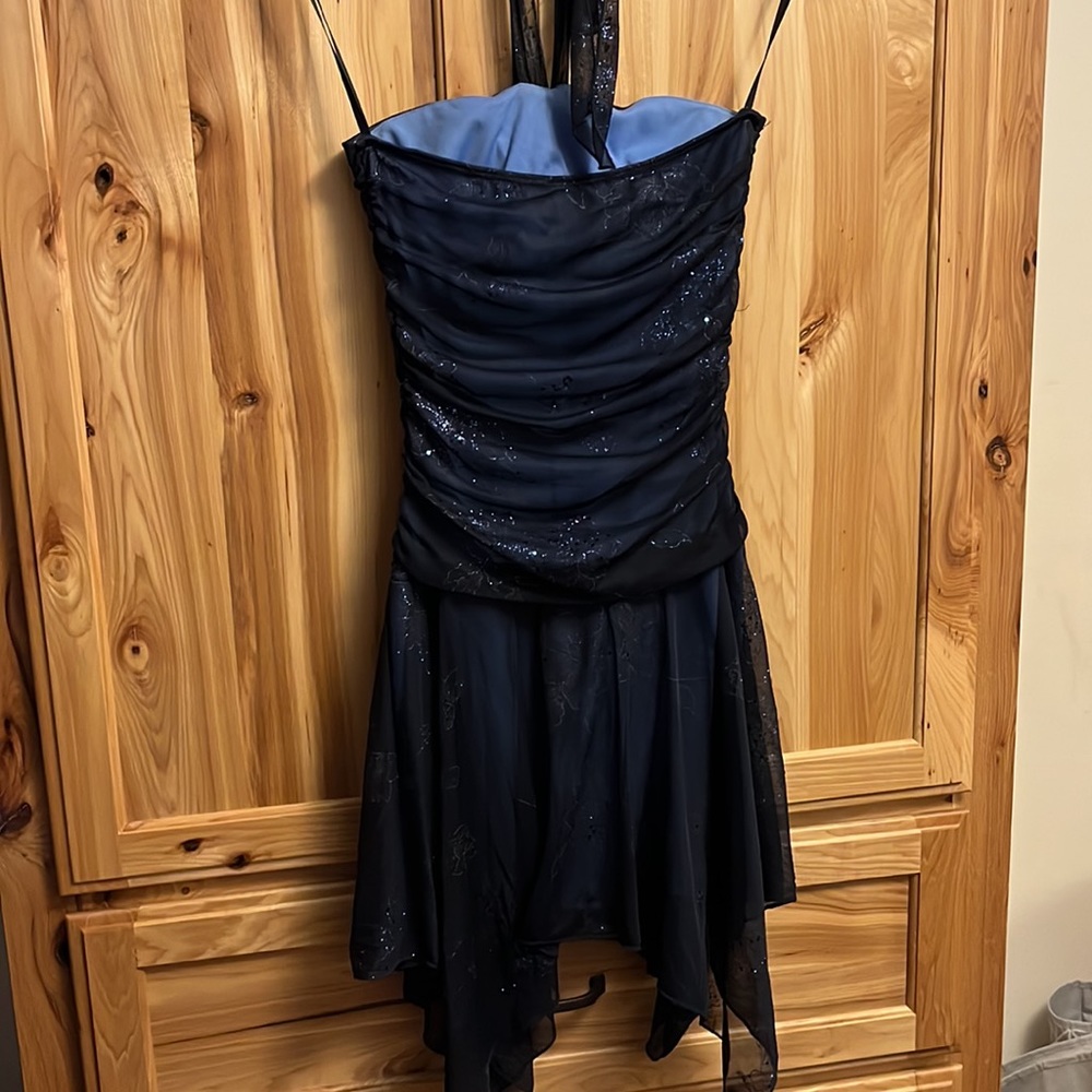 Navy blue halter dress size Medium - Picture 3 of 5